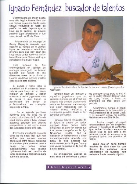 Spanish-language profile of Ignacio Fernandez as a talent scout